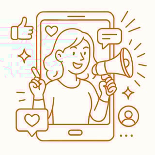 lineart create an orange line art pencil image depicting social media influencing-1